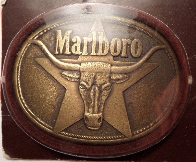 belt,buckle,vintage,Marlboro,smoking,collectible,1980s,unused