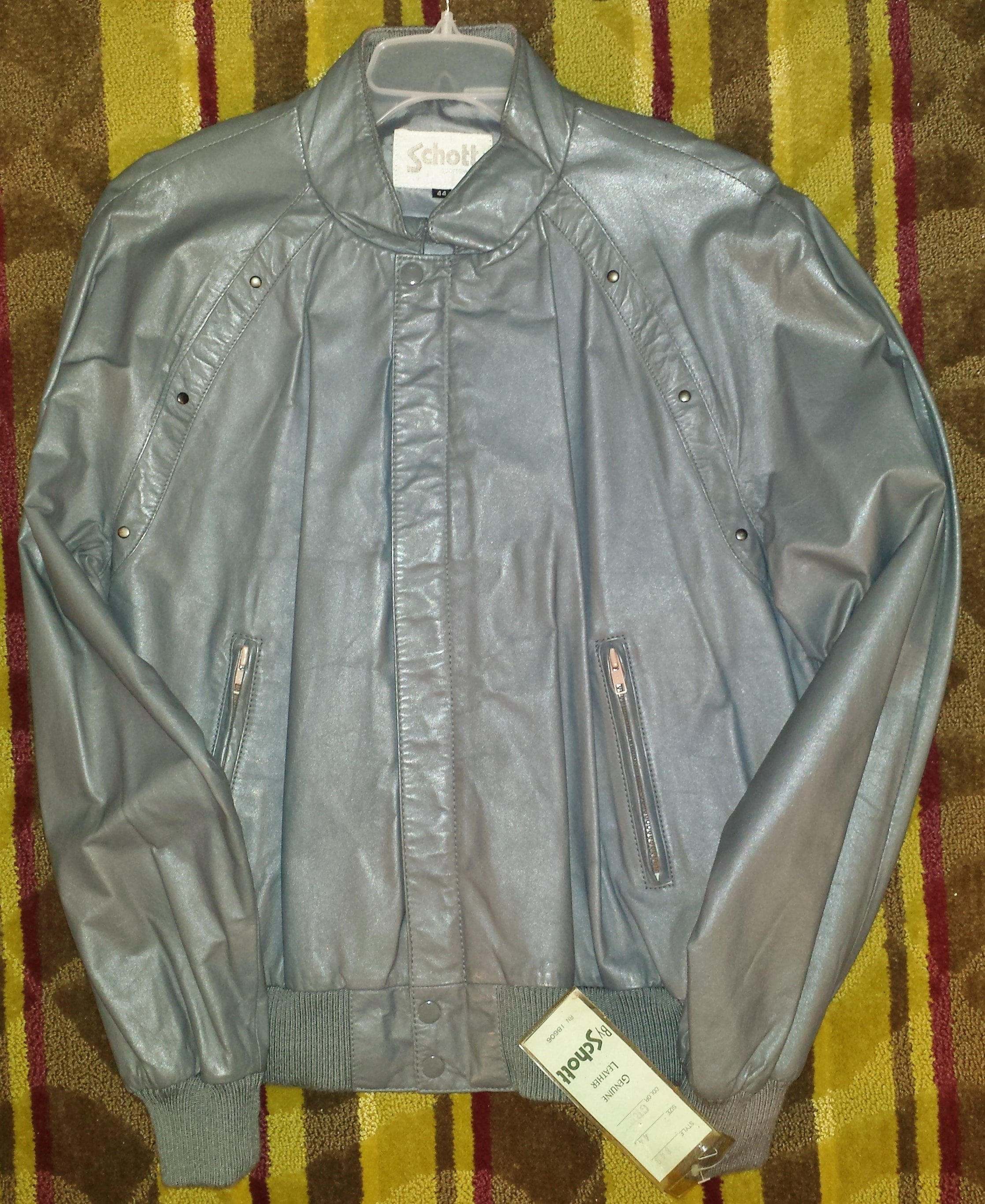 Schott Sportswear Grey Leather Jacket with Tags Vintage Stock